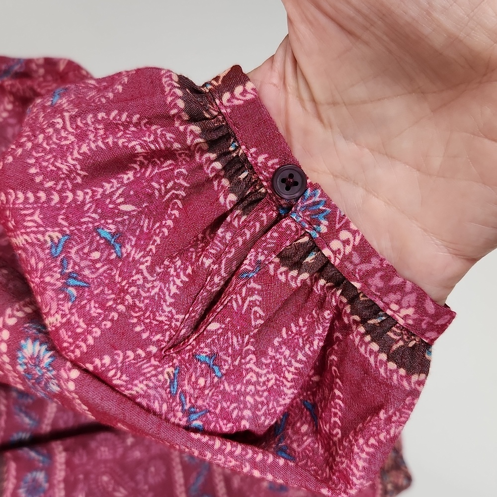 St John's Bay Boho Pasley Bordeaux Blouse - Picture 5 of 13